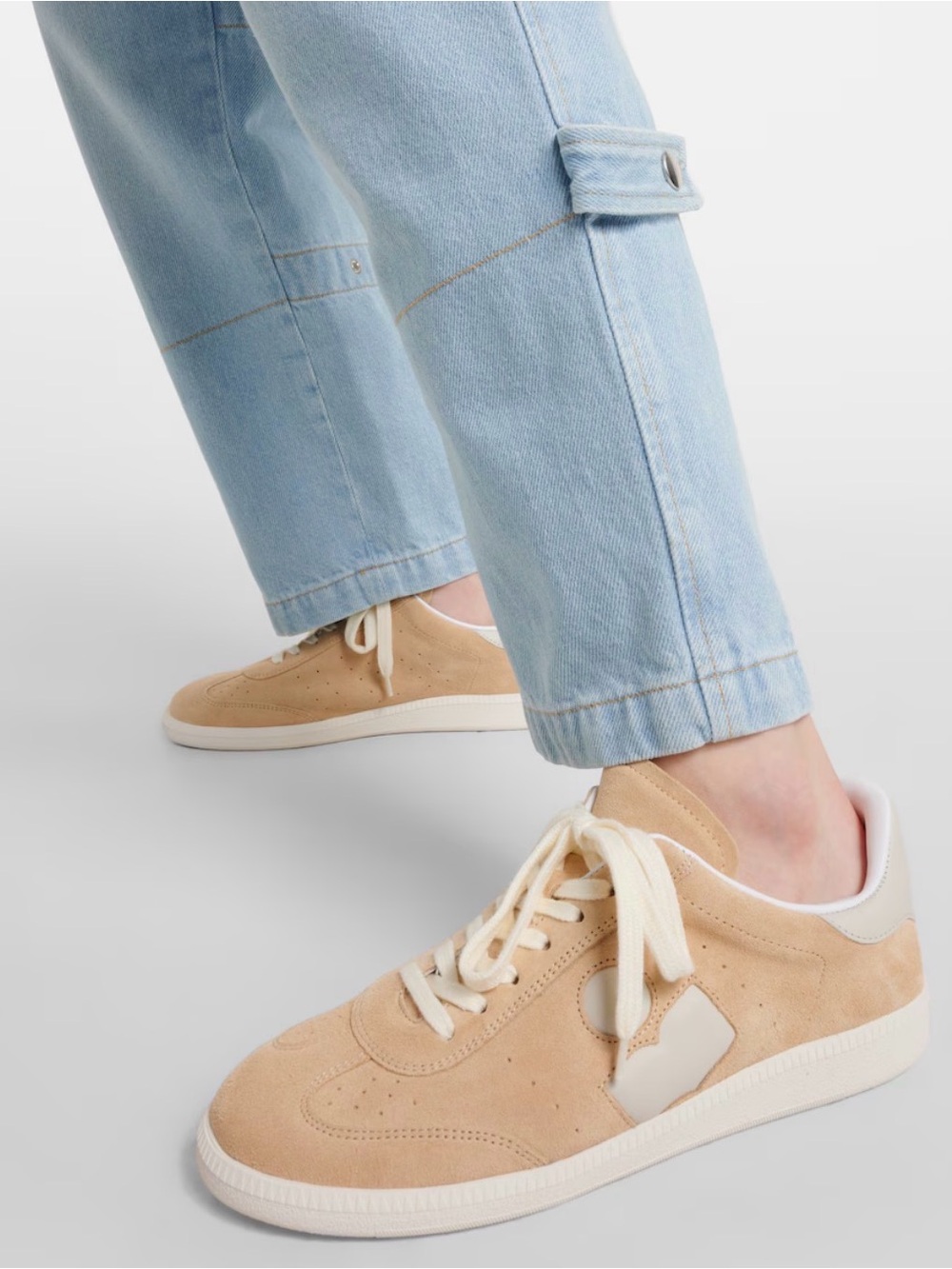 ISABEL MARANT Bryce leather-trimmed suede sneakers in toffee